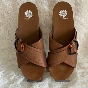 Yellow Box Wedge Sandals